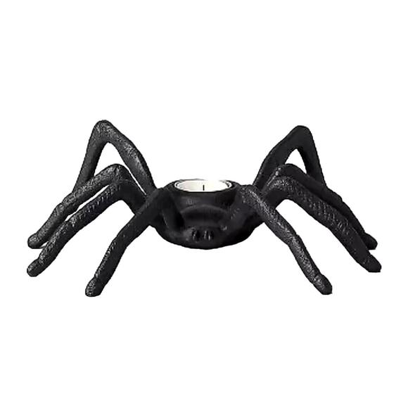 Black Spider Candle Holders 9" Resin Spooky Creepy Halloween Decor Set of 2 New - Picture 2 of 7